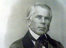 postać Wojciecha Bogumiła Jastrzębskiego, foto popiersia, strara czarno-biała fotografia