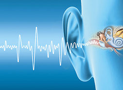 grafika przedstawiająca falę głosową przenikającą do ucha