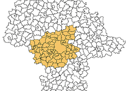 mapa przedstawiająca obszar metropolitalny Warszawy wg delimitacji MBPR