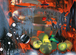 abstrakcja przedstawiająca jabłka i obręcze