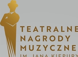 Logotyp Teatralnych Nagród Muzycznych przedstawiający sylwetkę mężczyzny we fraku i kapeluszu.