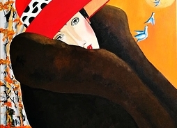 kobieta w czerwonym kapeluszu