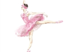akwarela: balerina w rożowym kostiumie