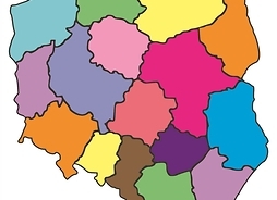 mapa Polski z zaznaczonymi granicami wjewództw