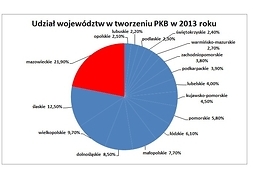 Udział Mazowsza w tworzeniu PKB przez województwa w 2013 r. to 21,9 proc., czyli najwyższy wskaźnik w Polsce