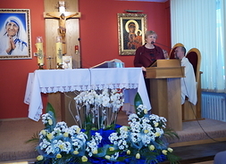 przemówienie członek zarządu Elżbiety Lanc w kaplicy przyszpitalnej