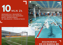 grafika promująca projekt z dwoma zdjęciami z basenem i boiskiem