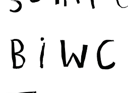 Litery z nazwsika Gombrowicz swobodnie ułozone w trzech liniach na białym tle w ten sposób, że - mimo przestawionych liter - łatwo zgadnąć, co mówią