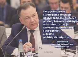 marszałek Adam Struzik wygłasza opinię Mazowsza w sparwie polityki spójności po 2020 r.