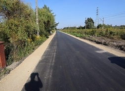 asfaltowy pas drogi gminnej przebiegający przez wieś