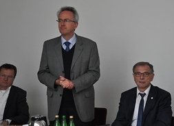 Przemówienia podczas spotkania przedstawicieli samorządu województwa mazowieckiego i regionu Stuttgart