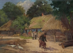 Powiększ obraz: Włodzimierz Tetmajer, Zagroda wiejska, ok.1900, olej, płótno