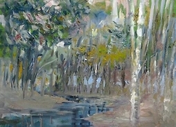 obraz Andrzeja Strzelczyka, rzeka wiosną