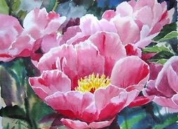 obraz przedstawiające różowe kwiaty, ze zbiorów malarki