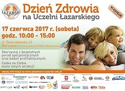 Plakat zapraszający na Dzień Zdrowia w Uczelni Łazarskiego