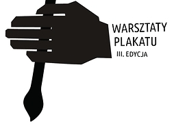 Plakat zapraszający na warsztaty z rysunkiem ręki trzymającej pędzel