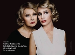 Plakat do filmu na nim dwie aktorki grające główną rolę Marleny Dietrich w różnym wieku – Izabella Bukowska-Chądzyńska i Grażyna Barszczewska