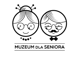 Plakat zapraszający na cykl – symboliczny rysunek twarzy dwojga seniorów