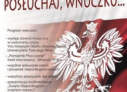 Plakat zapraszający na spotkanie z godłem Polski