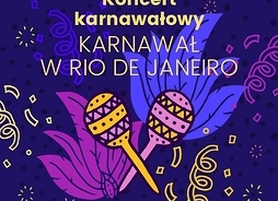 Plakat z zaproszeniem na imprezę zawierający rysunkowy motyw marakasów