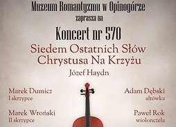 Plakat zapraszający na imprezę ze zdjęciami dwojga skrzypiec i altówki