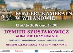 Plakat zapraszający na koncert ze zdjęciem Pałacu w Wilanowie