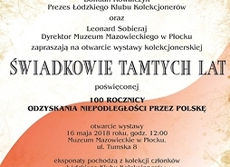 Plakat zapraszający na wystawę z motywem graficznym biało-czerwonej flagi