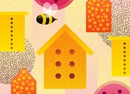 Plakat zapraszający na imprezę z motywem uli i pszczołą