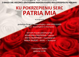 Plakat zapraszający na koncert ze zdjęciem róż w barwach narodowych w tle