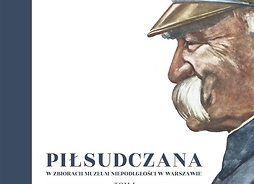 Okładka książki z rysunkowym portretem z profilu Józefa Piłsudskiego