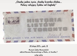 Plakat w formie graficznej zapraszający na wydarzenie, przedstawia kopertę poczty lotniczej z naklejonym  znaczkiem