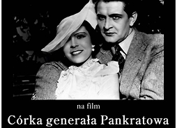 Plakat zapraszający do udziału w wydarzeniu, zawierający zdjęcie pary aktorów występujących w filmie