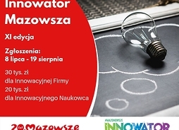 infografika o konkursie Innowator Mazowsza - zgłoszenia od 8 lipca do 19 sierpnia