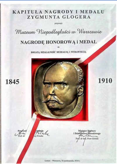 Zdjęcie dyplomu Nagrody i Medalu Zygmunta Glogera